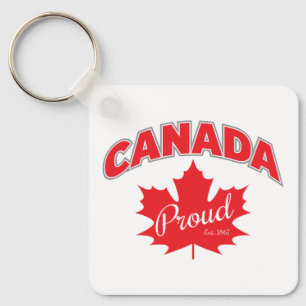 "Canada Proud Est. 1867" With Maple Leaf Graphic Key Ring