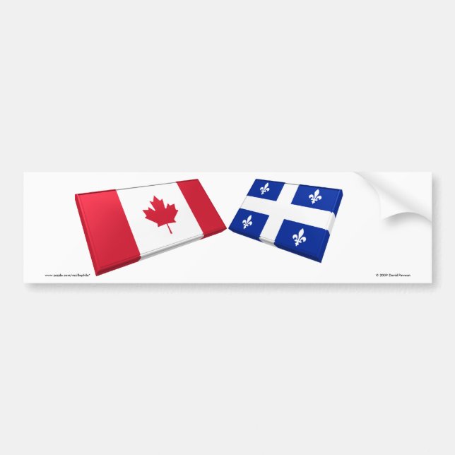 Canada & Quebec Flag Tiles Bumper Sticker (Front)
