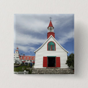 Canada, Quebec, Tadoussac. Petite Chapelle, 15 Cm Square Badge