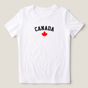 Canada Red Maple Leaf Minimalist Arched Text Tri-Blend Shirt