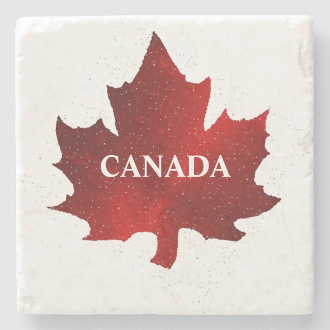 CANADA Red Maple Leaf  Stone Coaster (Front)