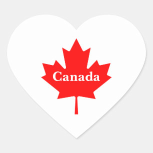 Canada red maple leaf with customisable text heart sticker