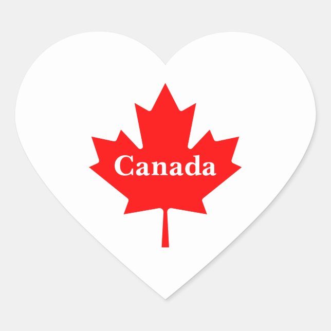 Canada red maple leaf with customisable text heart sticker (Front)