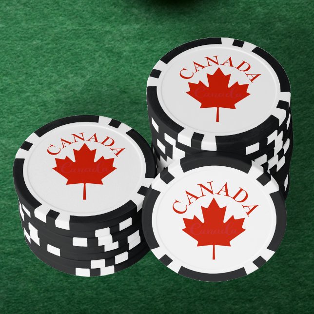 Canada Red & White Canadian Flag Maple Leaf Poker Chips (Canada Red & White Canadian Flag Maple Leaf Poker Chips)