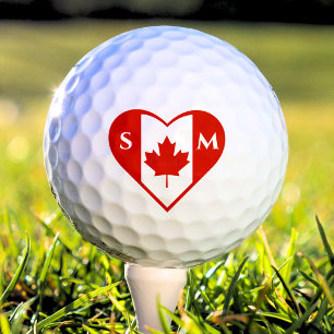 Canada Red & White Heart Initials Canadian Flag Golf Balls