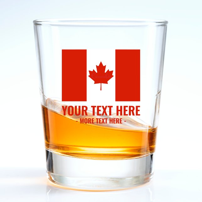 Canada Red & White Round Canadian Flag Shot Glass (canada canadian flag maple leaf shot glass)