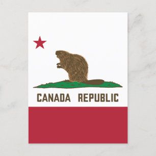 Canada Republic California Flag Beaver Postcard