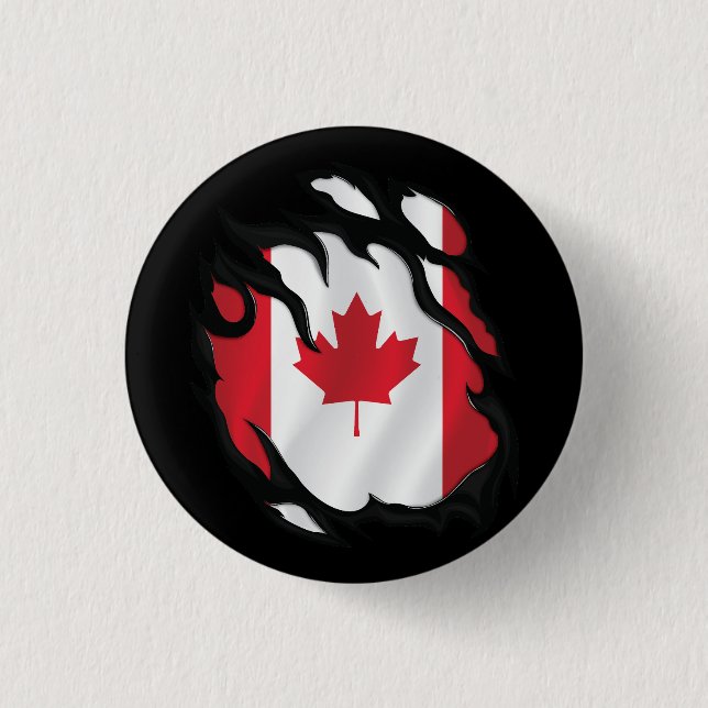Canada Ripped Flag 3 Cm Round Badge (Front)