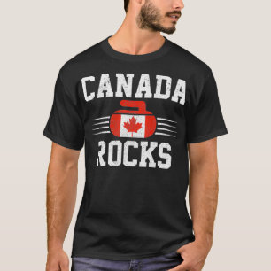 Canada Rocks Canadian Flag Funny Curling Fan T-Shirt