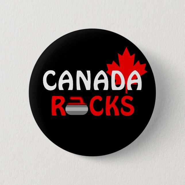Canada Rocks - Curling 6 Cm Round Badge (Front)