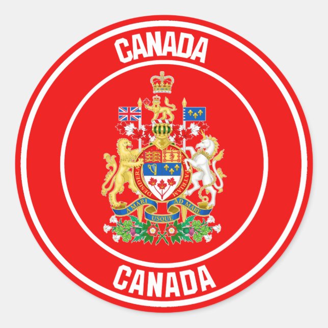 Canada Round Emblem Classic Round Sticker (Front)