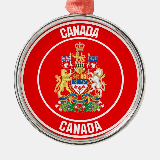 Canada Round Emblem Metal Ornament (Front)
