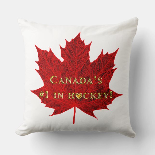 Canada"s #1 in Hockey-Red Maple Leaf Cushion (Front)