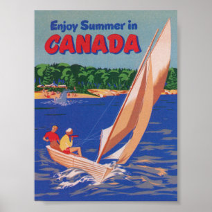 Canada, Sailboat, Vintage Travel Poster
