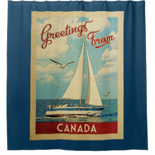 Canada Sailboat Vintage Travel Shower Curtain