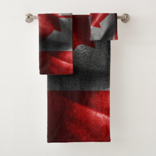 Canada silk flag bath towel set
