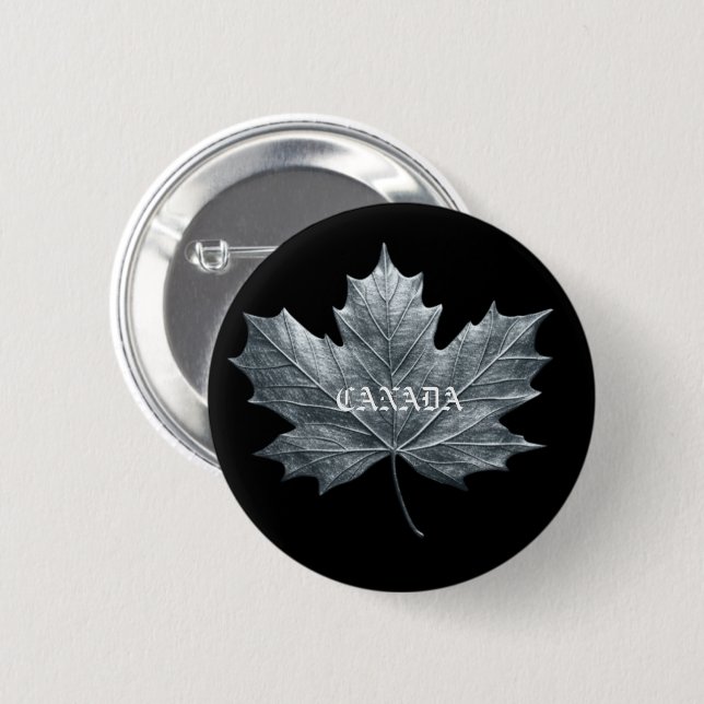 CANADA SILVER MAPLE LEAF 6 CM ROUND BADGE (Front & Back)