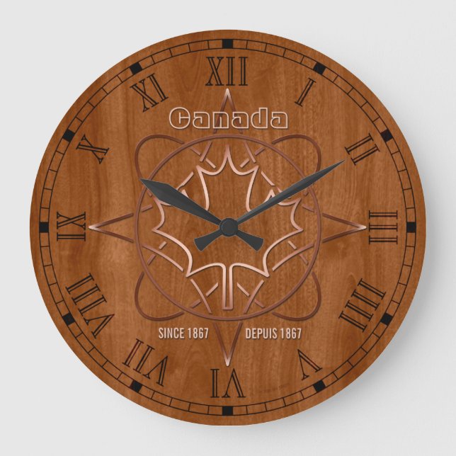 Canada Since 1876 Wood Copper Acrylic Wall Clock (Front)