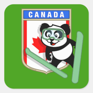Canada Ski-jumping Panda Square Sticker