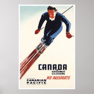 Canada Ski Poster Travel Art Canadian Pacific No