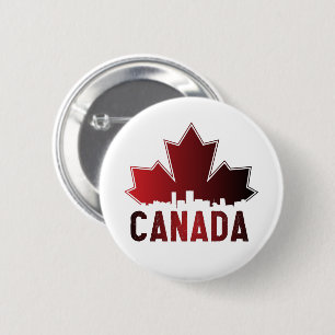 Canada Skyline Gradient Maple Leaf Patriotic 6 Cm Round Badge