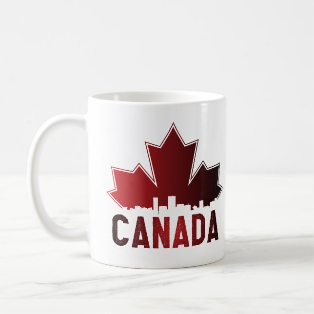 Canada Skyline Gradient Maple Leaf Patriotic Coffee Mug (Left)