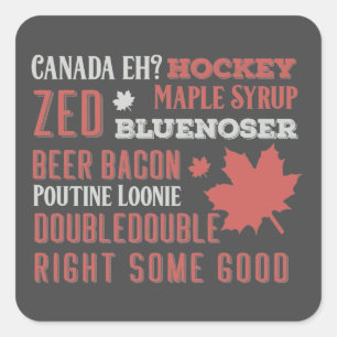 Canada Slang Subway Art   Square Sticker