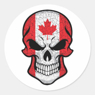 Canada Smiling Skull Flag Classic Round Sticker