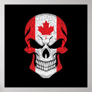 Canada Smiling Skull Flag Poster