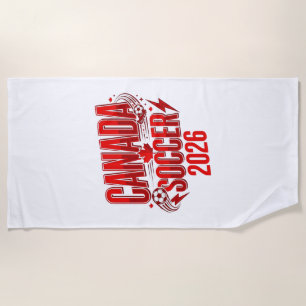 Canada Soccer 2026 Soccer Bold Country Typography  Beach Towel