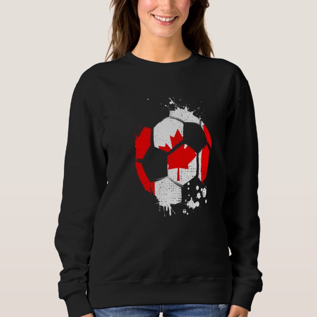 Canada Soccer Graphic Canada Flag Football Sports  Sweatshirt (Front)