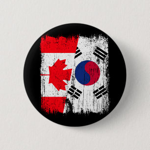 Canada south korea half flag canadian south korean 6 cm round badge