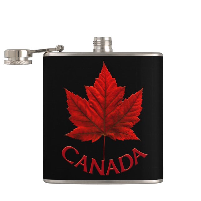 Canada Souvenir Flask Canada Flag Drink Flask Gift (Opened)