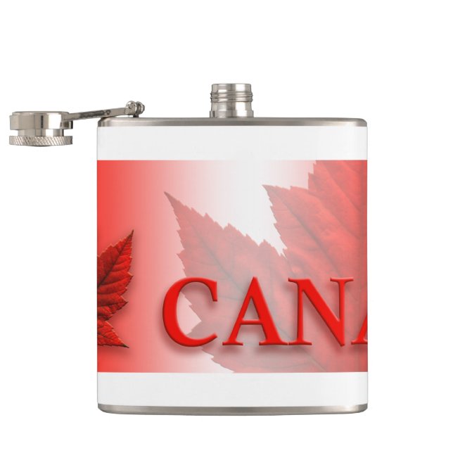 Canada Souvenir Flask Canada Flag Drink Flask Gift (Opened)