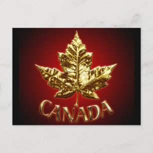 Canada Souvenir Postcards Gold Canada Flag Cards