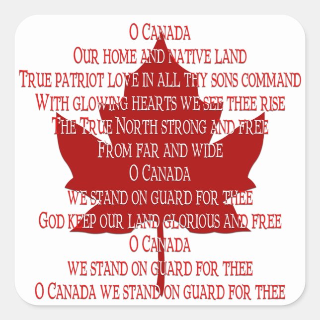 Canada Souvenir Stickers Canadian Anthem Sticker (Front)