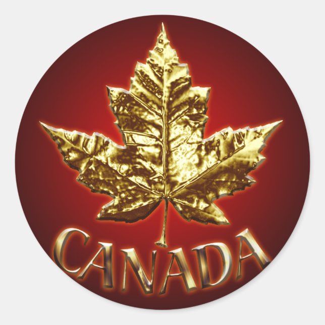 Canada Souvenir Stickers Gold Maple Leaf Stickers (Front)