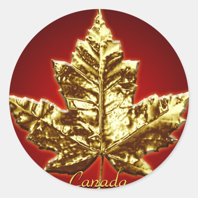 Canada Souvenir Stickers Gold Maple Leaf Stickers (Front)