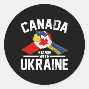 Canada Stands With Ukraine Ukrainian Canadian Flag Classic Round Sticker