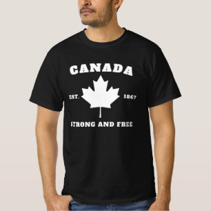 Canada Strong And Free Vintage - White on Red ,can T-Shirt