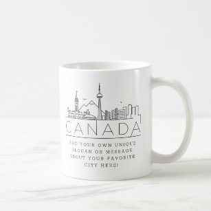 Canada Stylised Skyline   Custom Slogan Coffee Mug