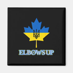 Canada Supports Ukraine Elbows Up Maple Leaf Tride Magnet