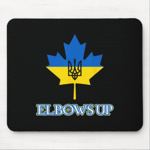 Canada Supports Ukraine Elbows Up Maple Leaf Tride Mouse Pad