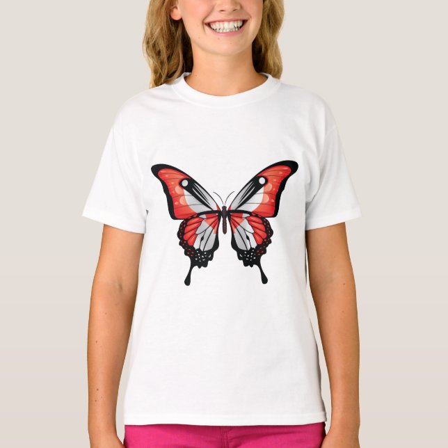 Canada Swallowtail Butterfly Flag Sticker T-Shirt (Front)