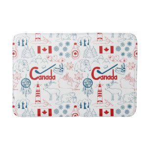 Canada Symbols Pattern Bath Mat