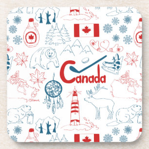Canada Symbols Pattern Coaster