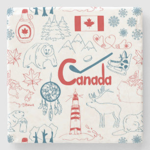 Canada Symbols Pattern Stone Coaster