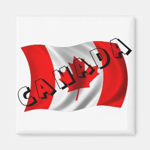 CANADA Text on Canadian Flag Magnet