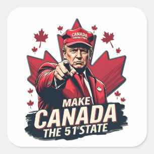 Canada the 51st State Trump Canadian Square Sticker