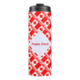 Canada Tiled Flag Personalised Thermal Tumbler